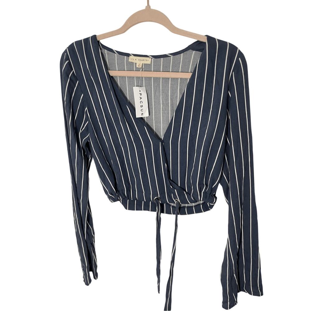 NWT Pacsun LA Hearts Long Sleeve Crop Top Small Sailor Nautical Stripe Kidcore